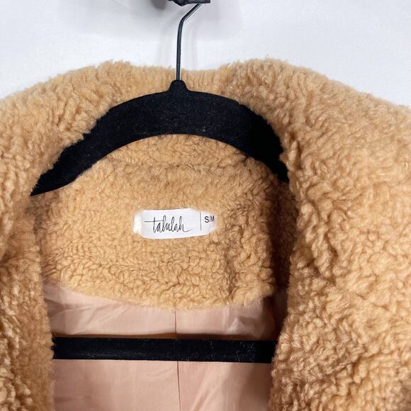 Talulah S/M Tan Camel Max Oversized Teddy Coat Double Breasted Cozy Warm Soft - Picture 8 of 12